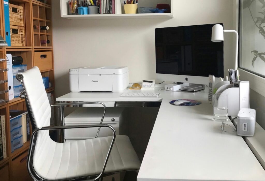 home office with a printer
